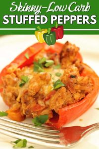 Skinny Stuffed Peppers - A delicious low-calorie, low-carb, and high protein recipe filled with ground turkey. 