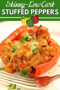 Skinny Stuffed Peppers - A delicious low-calorie, low-carb, and high protein recipe filled with ground turkey. 