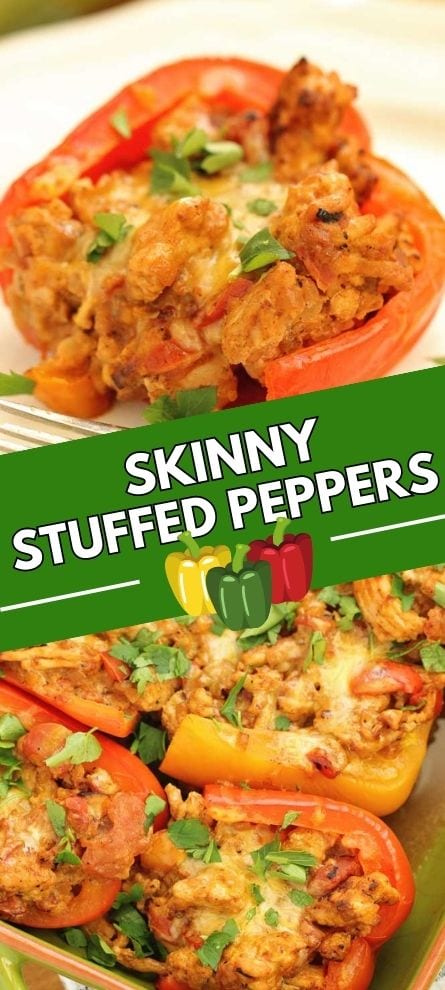 Skinny Stuffed Peppers - A delicious low-calorie, low-carb, and high protein recipe filled with ground turkey. 