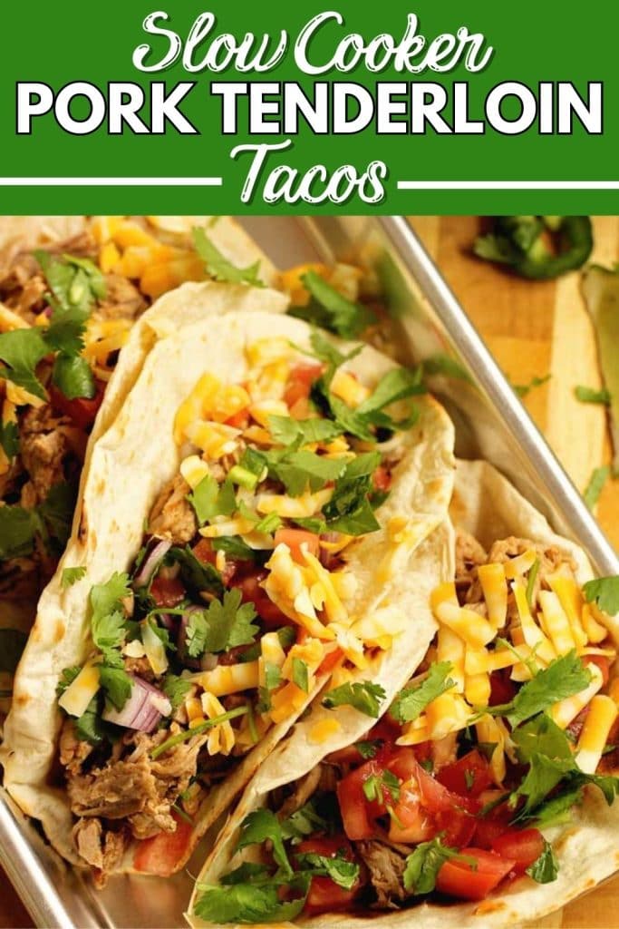 Slow Cooker Pork Tenderloin Tacos - An easy slow cooker dinner idea that is healthy and delicious!  Plus you can serve it with any sort of tacos or make a lettuce wrap with it!