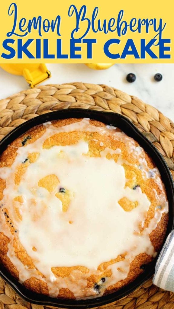 Lemon Blueberry Skillet Cake - Super easy recipe perfect for those lemon blueberry fans.  This cake is moist and great for breakfast or dessert!