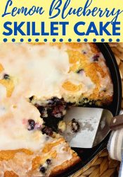 Lemon Blueberry Skillet Cake - Super easy recipe perfect for those lemon blueberry fans.  This cake is moist and great for breakfast or dessert!