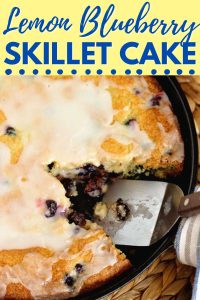 Lemon Blueberry Skillet Cake - Super easy recipe perfect for those lemon blueberry fans.  This cake is moist and great for breakfast or dessert!