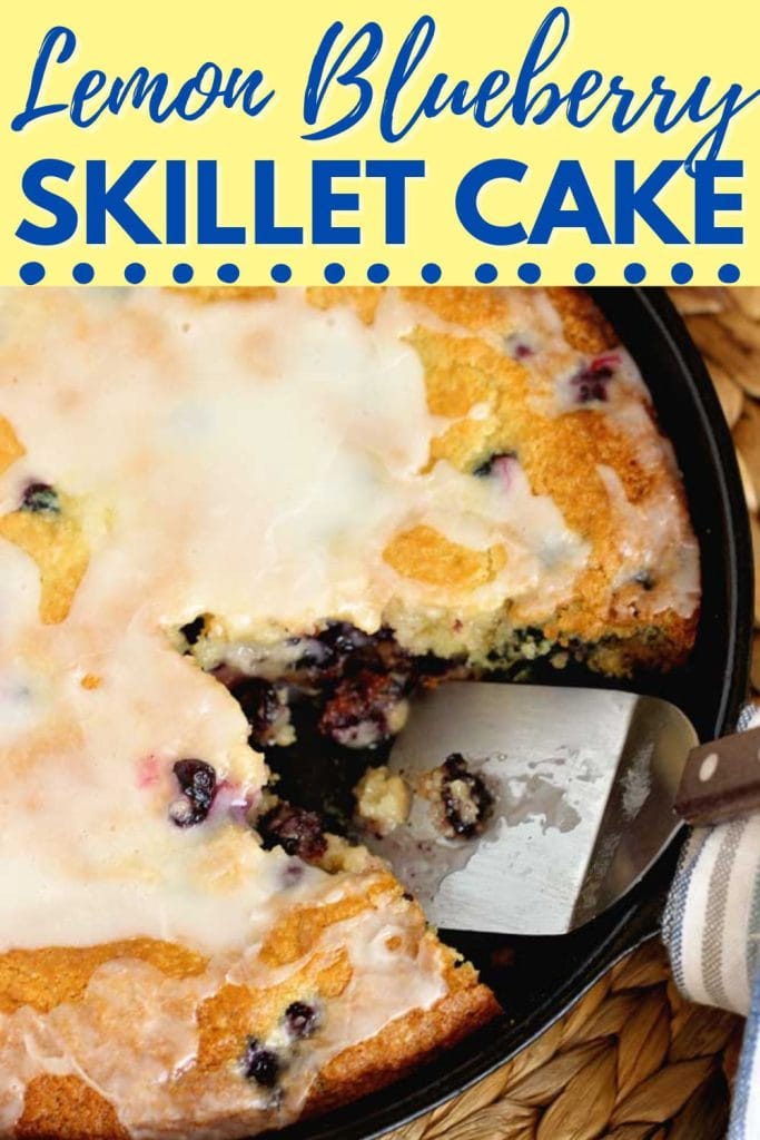 Lemon Blueberry Skillet Cake - Super easy recipe perfect for those lemon blueberry fans.  This cake is moist and great for breakfast or dessert!