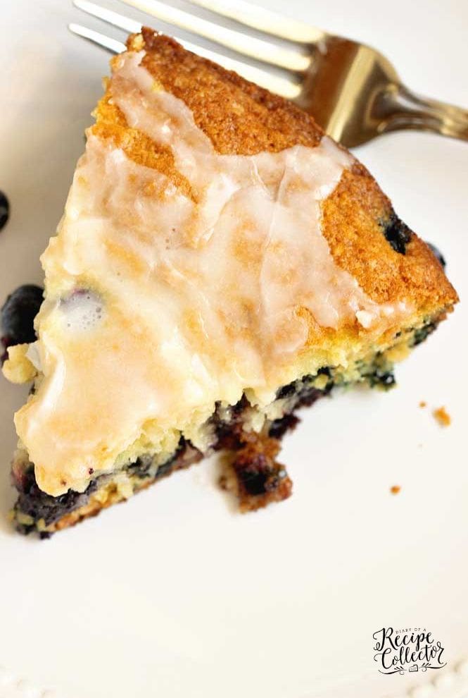 Lemon Blueberry Skillet Cake - Super easy recipe perfect for those lemon blueberry fans.  This cake is moist and great for breakfast or dessert!