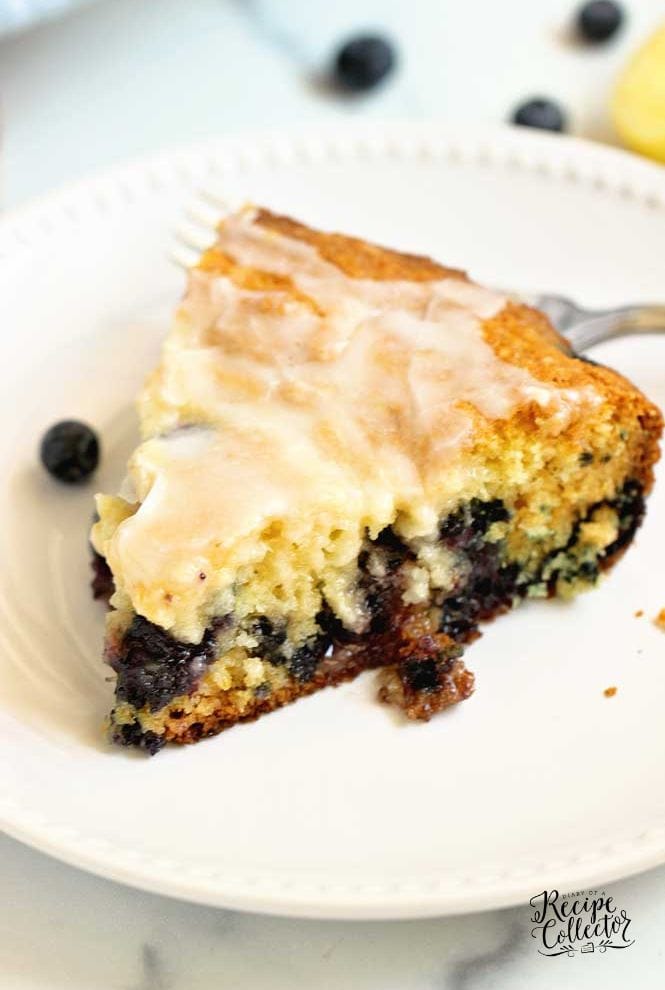 Lemon Blueberry Skillet Cake - Super easy recipe perfect for those lemon blueberry fans.  This cake is moist and great for breakfast or dessert!