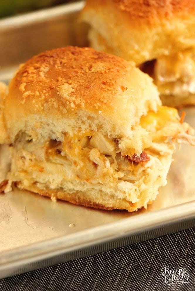 These Balsamic Chicken Bacon Sliders are full of flavor! They are filled with roasted garlic, chicken, bacon, balsamic, and Colby Jack cheese and topped with a Parmesan garlic butter sauce!