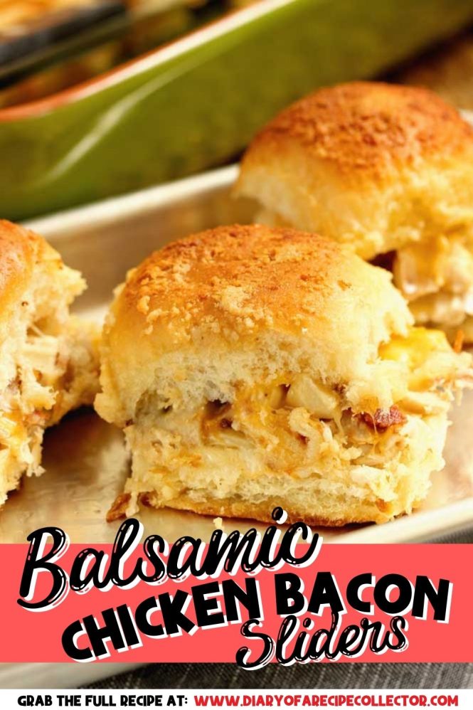 These Balsamic Chicken Bacon Sliders are full of flavor! They are filled with roasted garlic, chicken, bacon, balsamic, and Colby Jack cheese and topped with a Parmesan garlic butter sauce!
