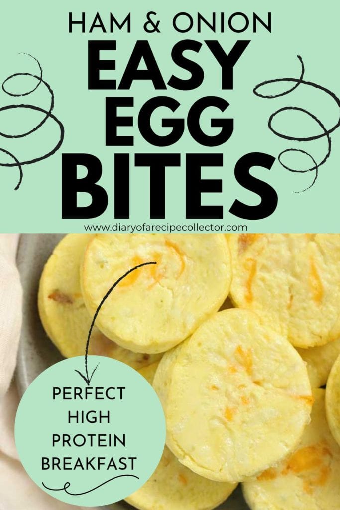Easy Ham & Onion Egg Bites - A high-protein breakfast recipe idea that's easy to make-ahead and a lot cheaper than Starbucks!