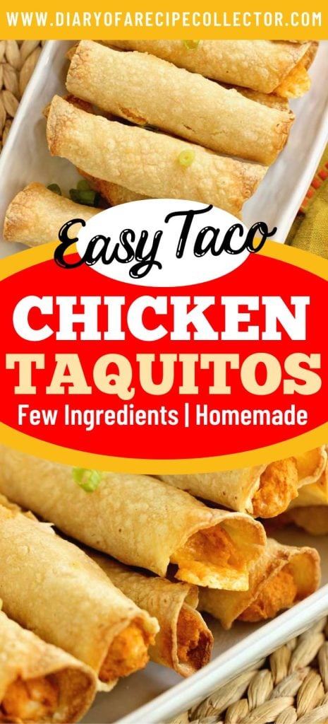 Easy Homemade Chicken Taco Taquitos make a fun snack or lunch idea! They are easy to make ahead and freeze! Perfect for busy school days!