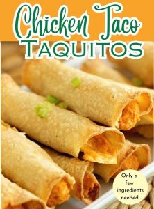 Easy Homemade Chicken Taco Taquitos make a fun snack or lunch idea! They are easy to make ahead and freeze! Perfect for busy school days!