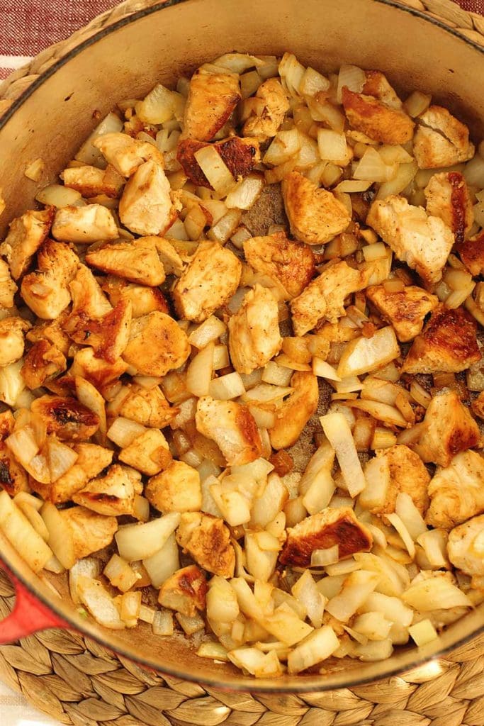 Creamy chicken soup with beans and melty cheese made in one pot. This hearty, high fiber easy soup recipe is ready in 30 minutes and perfect for busy nights.