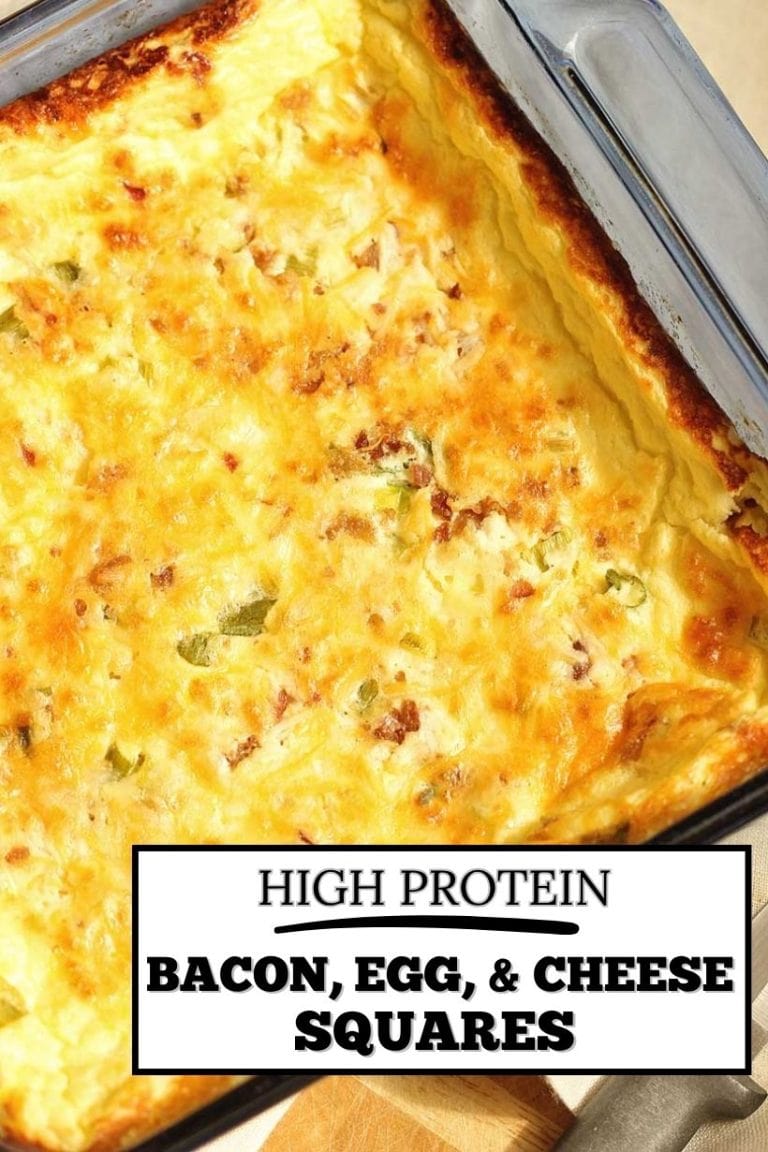 These Bacon, Egg, and Cheese Protein Squares make a great high protein make ahead breakfast.