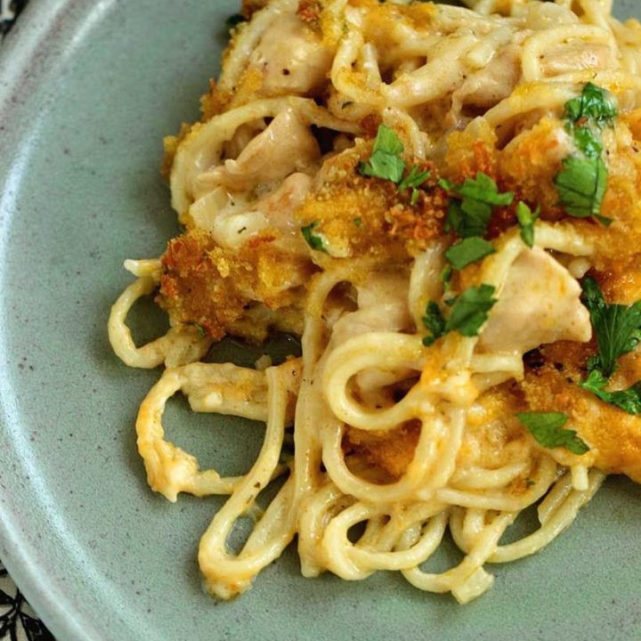 Easy Cheesy Chicken Spaghetti is simple enough for a weeknight and delicious enough for company! It goes great with a salad and bread!