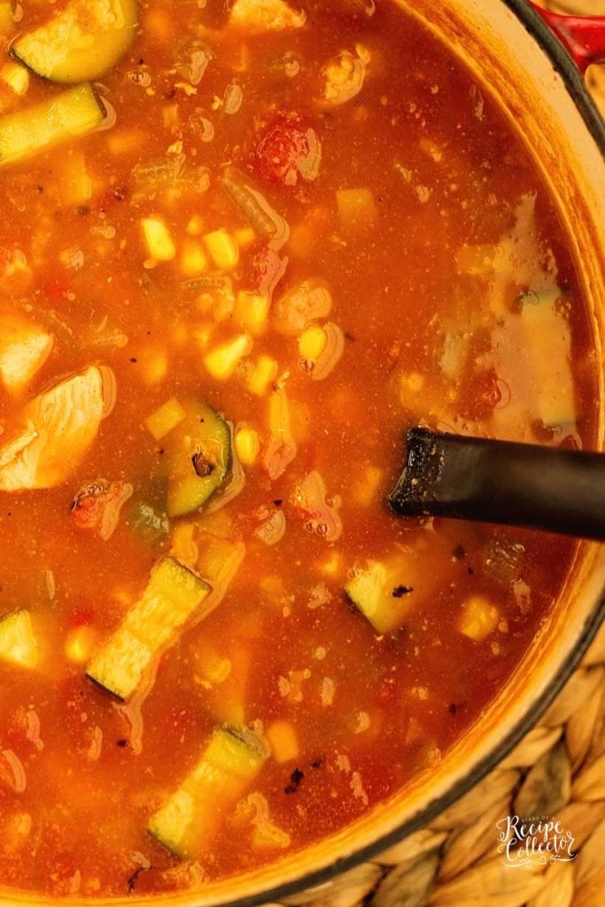 This Cajun Chicken and Rice Soup is packed with chicken, fire-roasted tomatoes, corn, zucchini, beans, and rice, full of  Cajun flavor, and a  Creole kick.