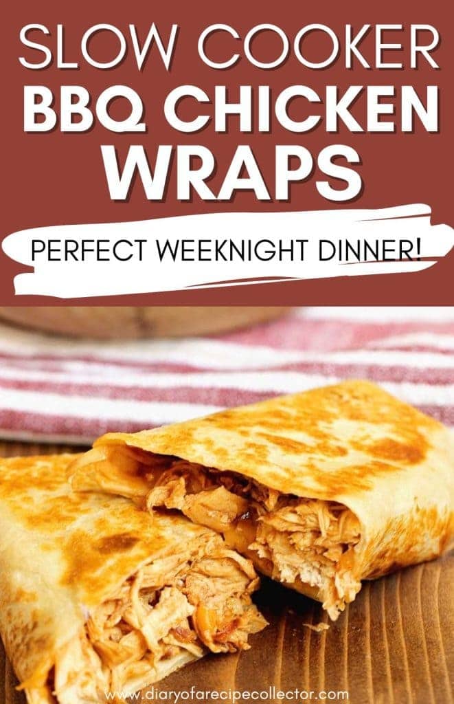 Slow Cooker BBQ Chicken Wraps filled with barbecue sauce, melty cheese, and cooked red onions. An easy weeknight dinner busy families will love.